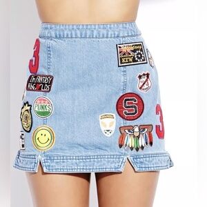 Endless Rose Jean Mini Skirt with Patches (M)